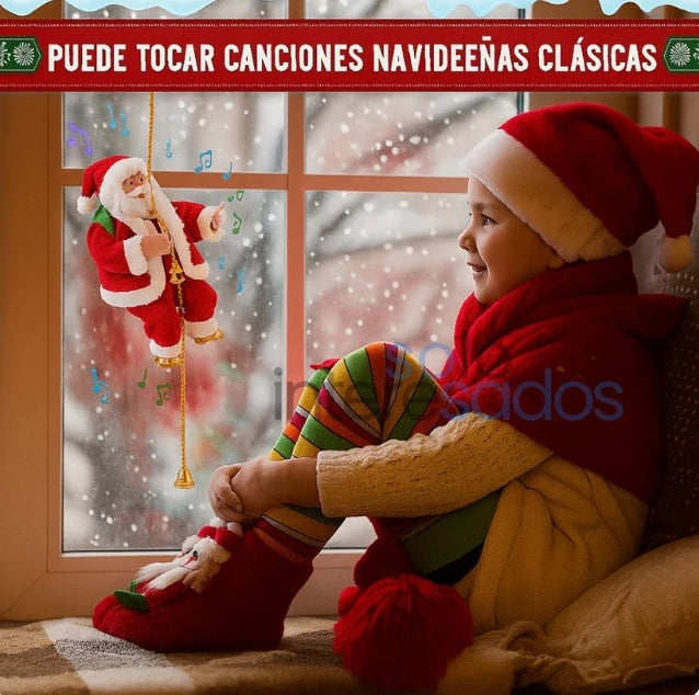 Papá Noel Escalador Eléctrico Musical o Elfo Decorativo Con Luz LED