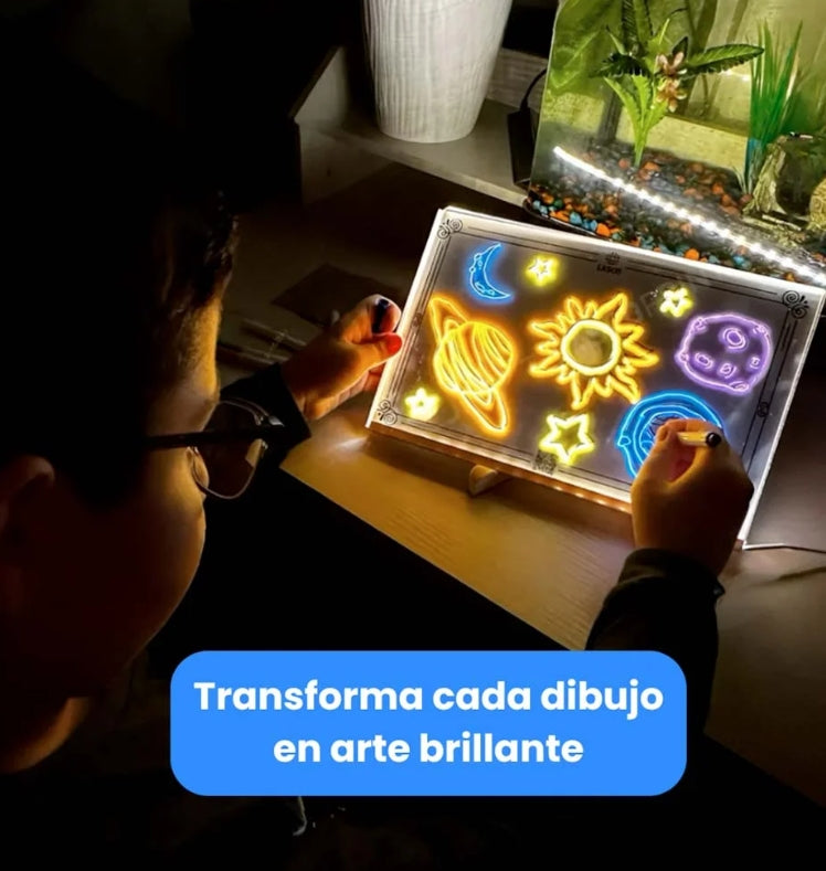 🖍️✨ PIZARRA LED CREATIVA – ¡Dibuja, brilla y aprende jugando!
