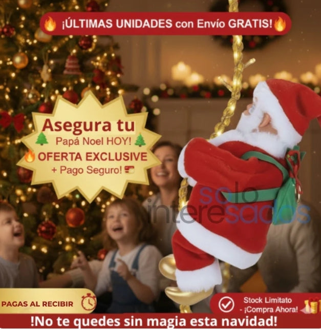 Papá Noel Escalador Eléctrico Musical o Elfo Decorativo Con Luz LED